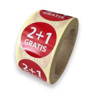 2+1 gratis kortings etiket op rol