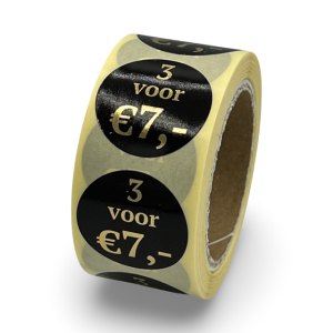 Kortings etiket op rol "3 voor €7" | Rond 25mm