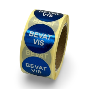 Bevat Vis etiket op rol