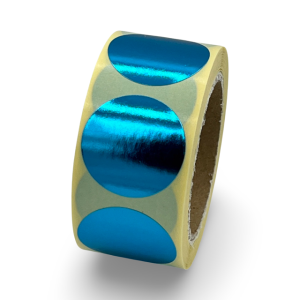 Blauwe sluitsticker rond 25mm