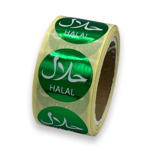 Halal etiket op rol