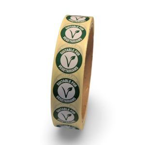 Suitableforvegetarians sticker op rol
